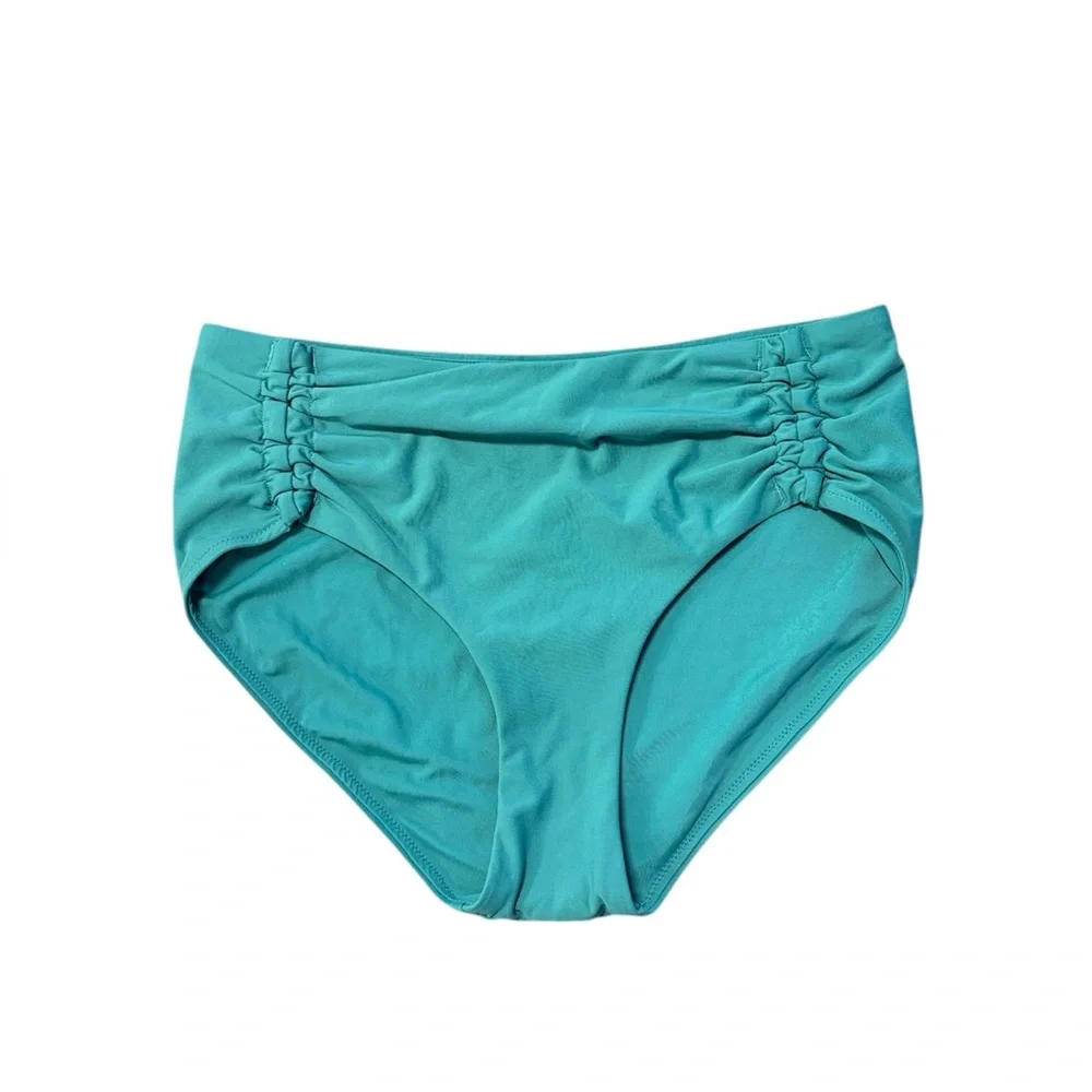 NWT CALIA Adjustable Tie Front Swim Bottoms in Jungle Green